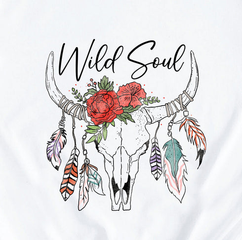 Wild Soul Cow Skull Short Sleeve T-Shirt