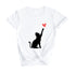 Cat and Heart Short Sleeves T-Shirt