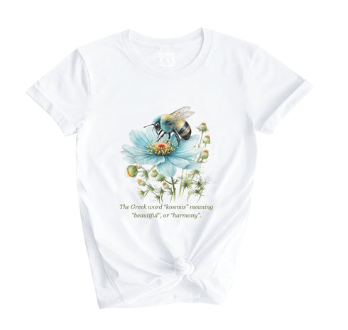 Cosmos with bee Watercolor Short Sleeves T-Shirt