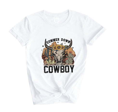 Cowboy Cow Skull Short Sleeve T-Shirt