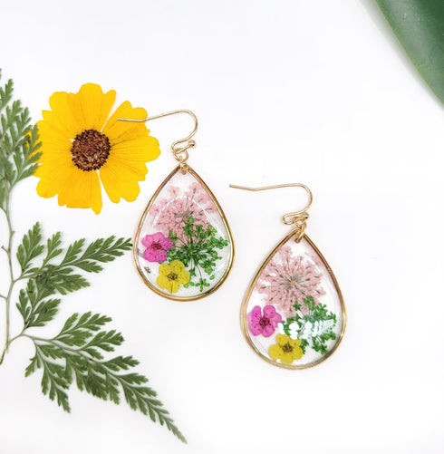 Dried Flower Handmade Resin Earrings - 6 Colors!