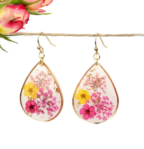Dried Flower Handmade Resin Earrings - 6 Colors!