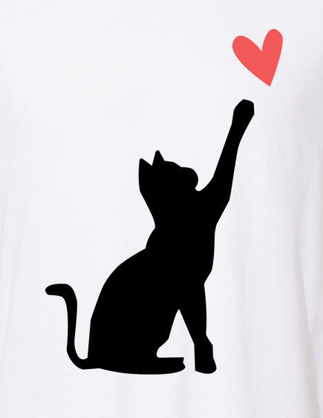 Cat and Heart Short Sleeves T-Shirt