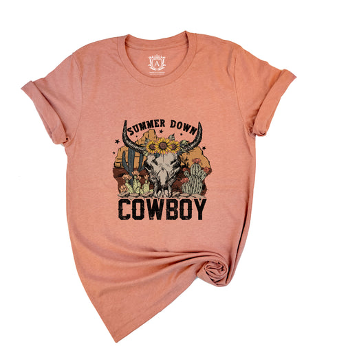 Cowboy Cow Skull Short Sleeve T-Shirt