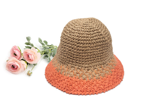 6 Colored Handmade Crochet Size Adjustable Foldable Straw Hat
