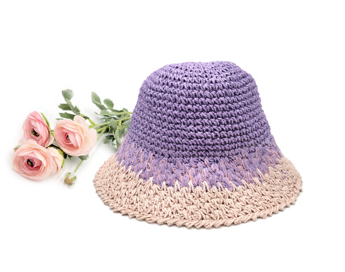 6 Colored Handmade Crochet Size Adjustable Foldable Straw Hat