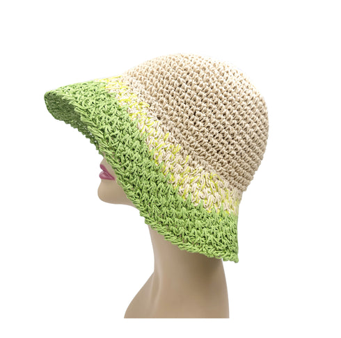 6 Colored Handmade Crochet Size Adjustable Foldable Straw Hat