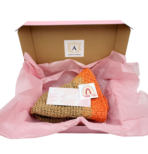 6 Colored Handmade Crochet Size Adjustable Foldable Straw Hat