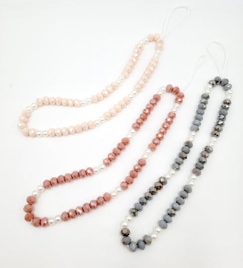 Personalized Sparkling Crystal Beads Cell Phone Strap and Wrist Lanyard