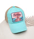 Embroidered Sunshine & Lake Time Patch High Pony Criss Cross C.C Ball Cap