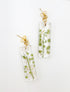 Handmade long fern dangle gold nature inspired earrings