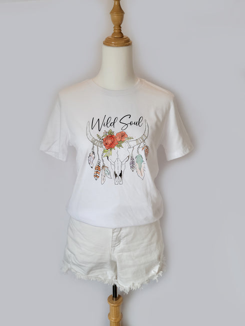 Wild Soul Cow Skull Short Sleeve T-Shirt