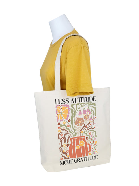 Less Attitude, More Gratitude Flower Tote Bag