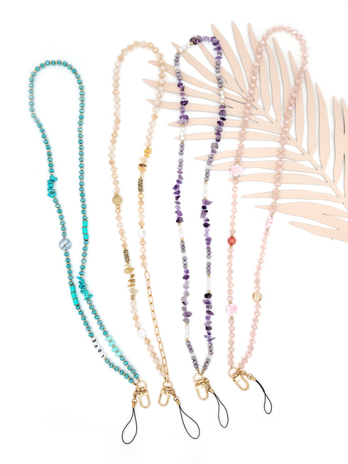 Gemstone Lanyards for Badge Holder,ID Holder Necklace, Lanyard for Badge Holder, Key Lanyard, Keychain, Phone strap, Teacher Lanyard for gifts