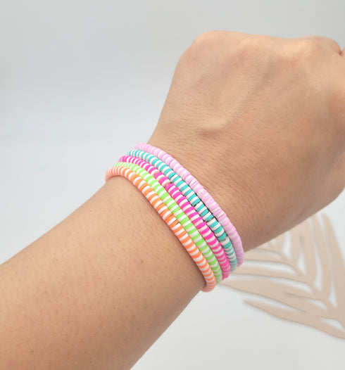 Handmade 5pc Personalized Heishi Beaded Stretch Bracelets