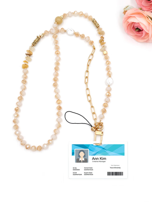 Gemstone Lanyards for Badge Holder,ID Holder Necklace, Lanyard for Badge Holder, Key Lanyard, Keychain, Phone strap, Teacher Lanyard for gifts