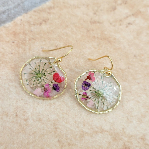 Handmade Botanical Small Flowers petal Resin Earring gift for her