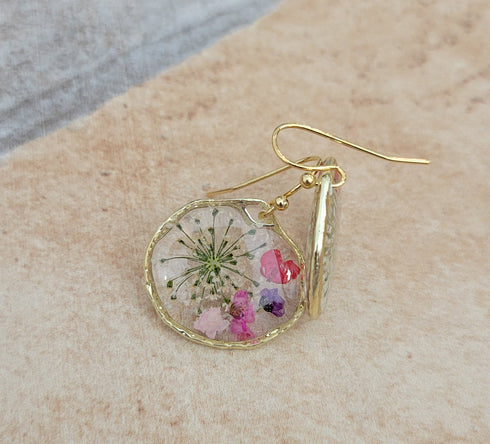 Handmade Botanical Small Flowers petal Resin Earring gift for her