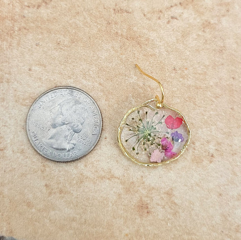 Handmade Botanical Small Flowers petal Resin Earring gift for her