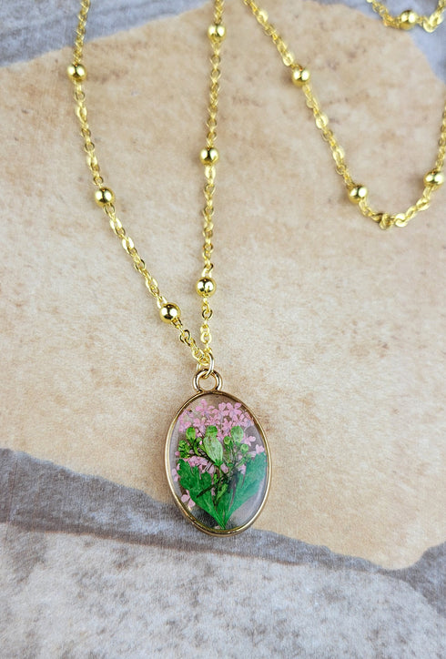 New Handmade Botanical Colorful Real Flower Creative Pressed Flower Pendant Necklaces