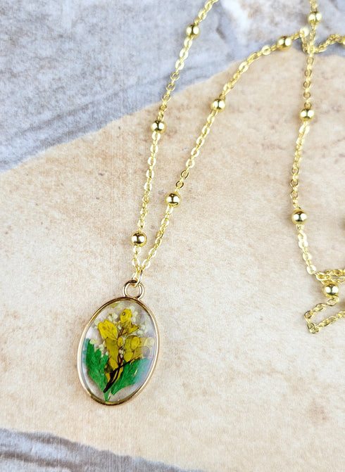 New Handmade Botanical Colorful Real Flower Creative Pressed Flower Pendant Necklaces