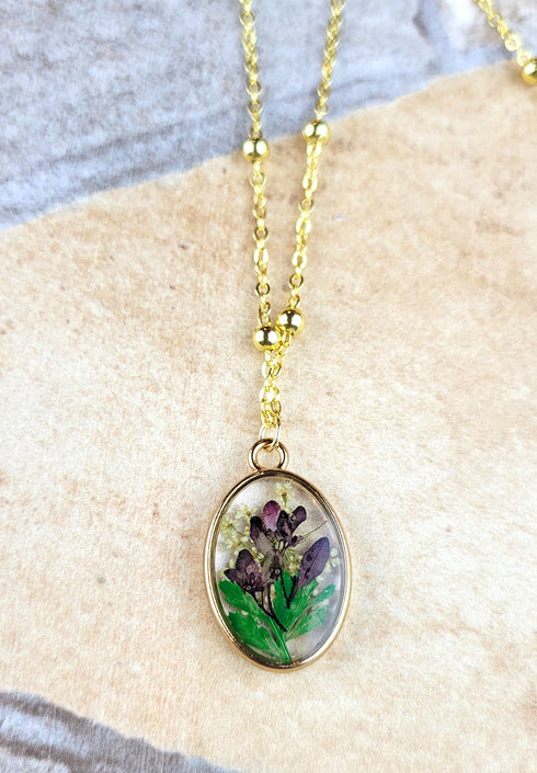 New Handmade Botanical Colorful Real Flower Creative Pressed Flower Pendant Necklaces