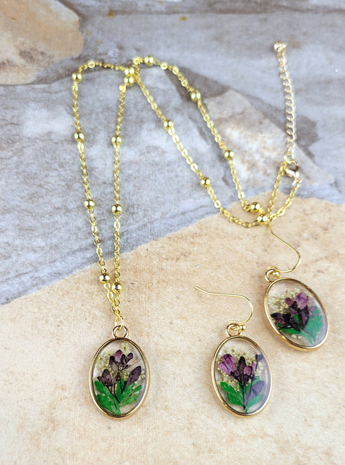 New Handmade Botanical Colorful Real Flower Creative Pressed Flower Pendant Necklaces