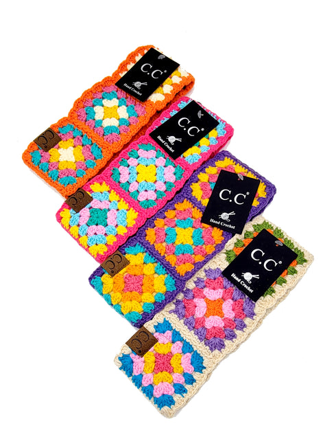 Handmade Fuzzy Lined Multi Color Crochet Head Wrap, headband gifts for her