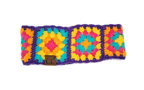 Handmade Fuzzy Lined Multi Color Crochet Head Wrap, headband gifts for her