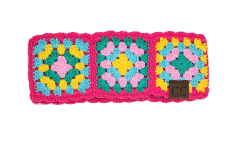 Handmade Fuzzy Lined Multi Color Crochet Head Wrap, headband gifts for her