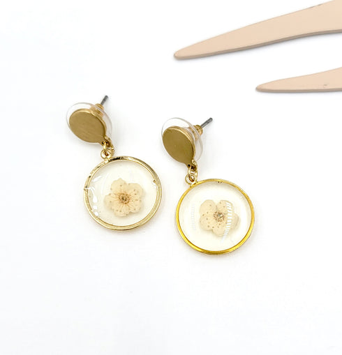 Forget me not Hand made Earrings, Pressed Flowers Earrings, Resin jewelry, Natural Jewelry, Botanical Earring