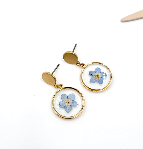 Forget me not Hand made Earrings, Pressed Flowers Earrings, Resin jewelry, Natural Jewelry, Botanical Earring