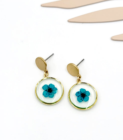Forget me not Hand made Earrings, Pressed Flowers Earrings, Resin jewelry, Natural Jewelry, Botanical Earring