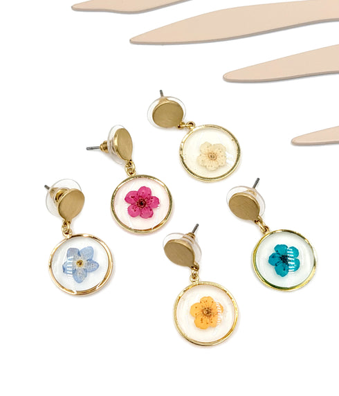Forget me not Hand made Earrings, Pressed Flowers Earrings, Resin jewelry, Natural Jewelry, Botanical Earring