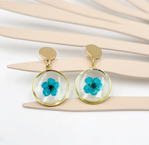 Forget me not Hand made Earrings, Pressed Flowers Earrings, Resin jewelry, Natural Jewelry, Botanical Earring