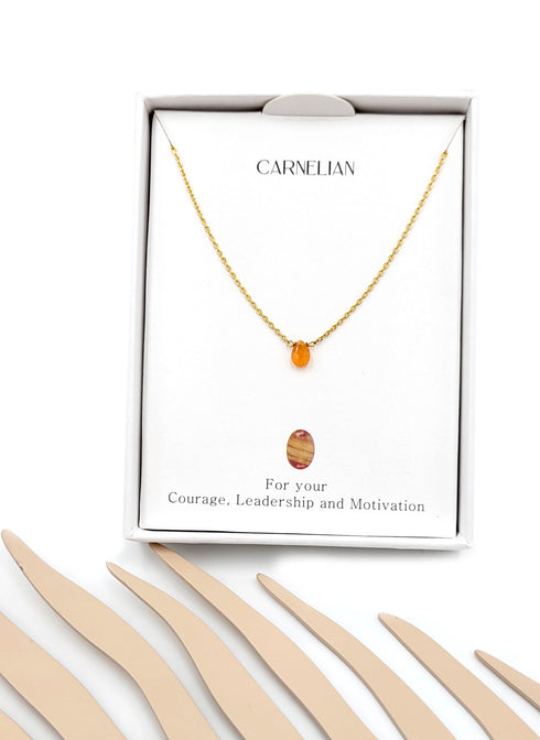 Short Natural Carnelian Gemstone Teardrop Shape Briolette Faceted Pear pendent Necklace