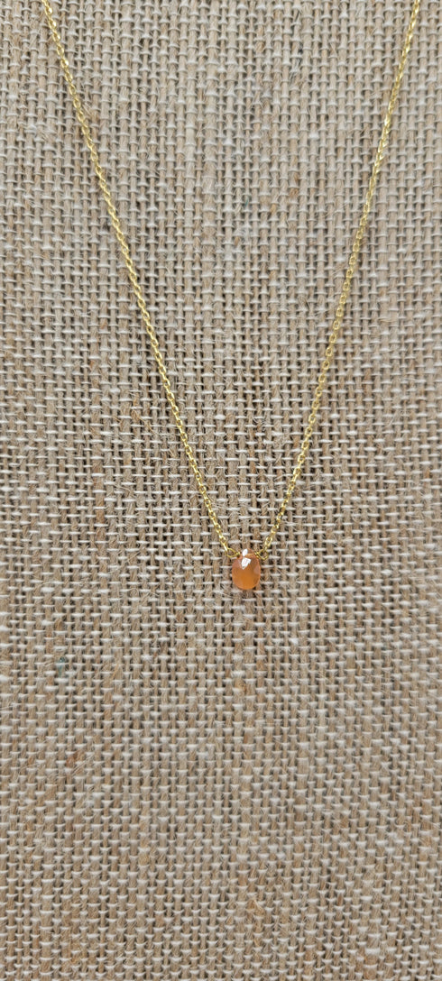 Short Natural Carnelian Gemstone Teardrop Shape Briolette Faceted Pear pendent Necklace