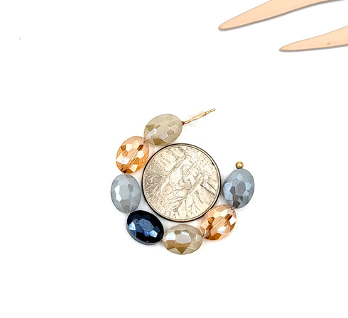 Multi Faceted oval crystal beads Hoop Earrings