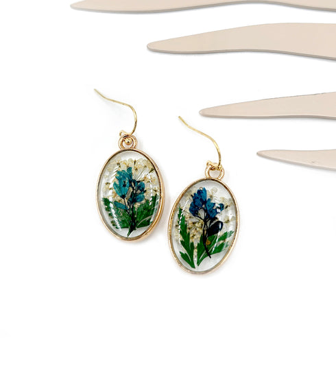 Handmade Botanical Colorful Real Flower Creative Pressed Flower Resin Earrings gift for her