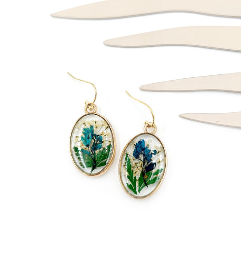 Handmade Botanical Colorful Real Flower Creative Pressed Flower Resin Earrings gift for her
