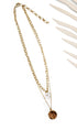 Layered Chain Link Necklace with gold coin pendant natural peal pendant gift for her