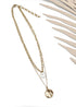 Layered Chain Link Necklace with gold coin pendant natural peal pendant gift for her