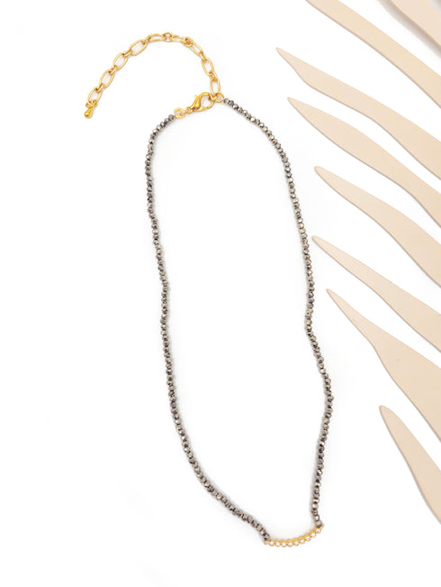 Tiny Faceted Hematite Beaded dainty necklace