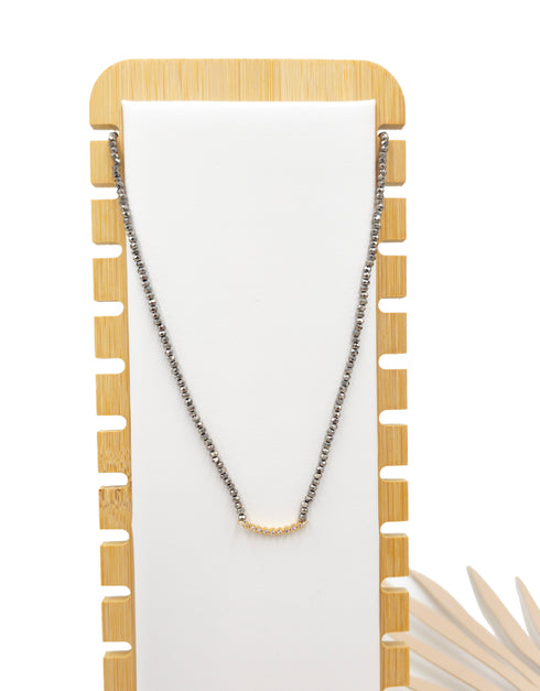 Tiny Faceted Hematite Beaded dainty necklace