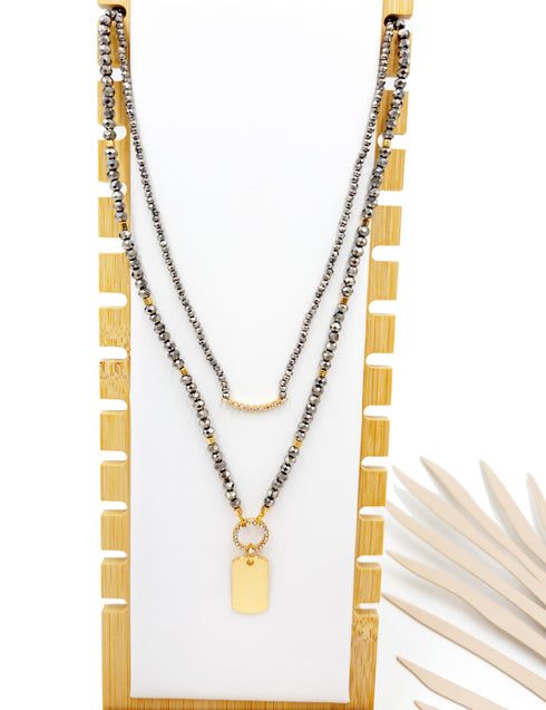 Tiny Faceted Hematite Beaded dainty necklace