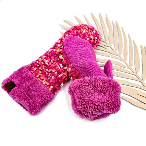 New C.C Women's Sequin Mittens Gloves Gifts for Her