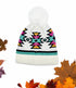New Aztec Patterned Fur Pom C.C Beanie Hat