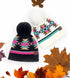 New Aztec Patterned Fur Pom C.C Beanie Hat