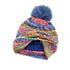 Space Dye Stripe Knit Pom Beanie ,Faux Fur Pom C.C Beanie Hat