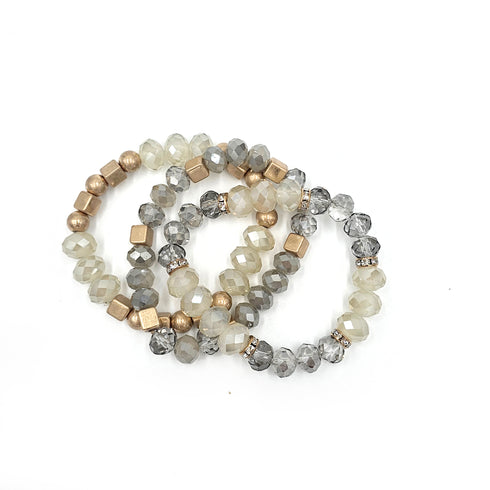 Women's Faceted Beaded Stretch Bracelets, 4pc set crystal stretchy Bracelets